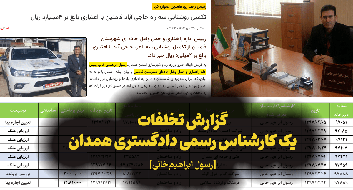 پرونده کودتای خزنده (طرح صیانت) 6 رسول ابراهیمخانی: گزارش تخلفات کارشناس رسمی دادگستری همدان