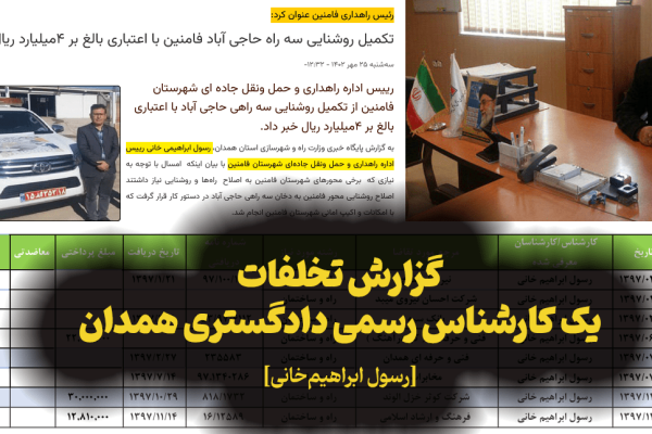 پرونده کودتای خزنده (طرح صیانت) 132 رسول ابراهیمخانی: گزارش تخلفات کارشناس رسمی دادگستری همدان